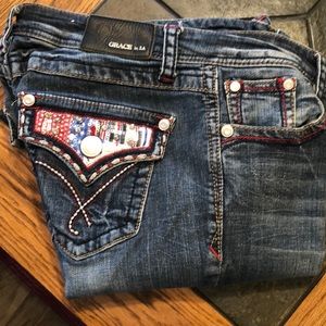 Grace in LA jean, cut bottoms. Some fraying